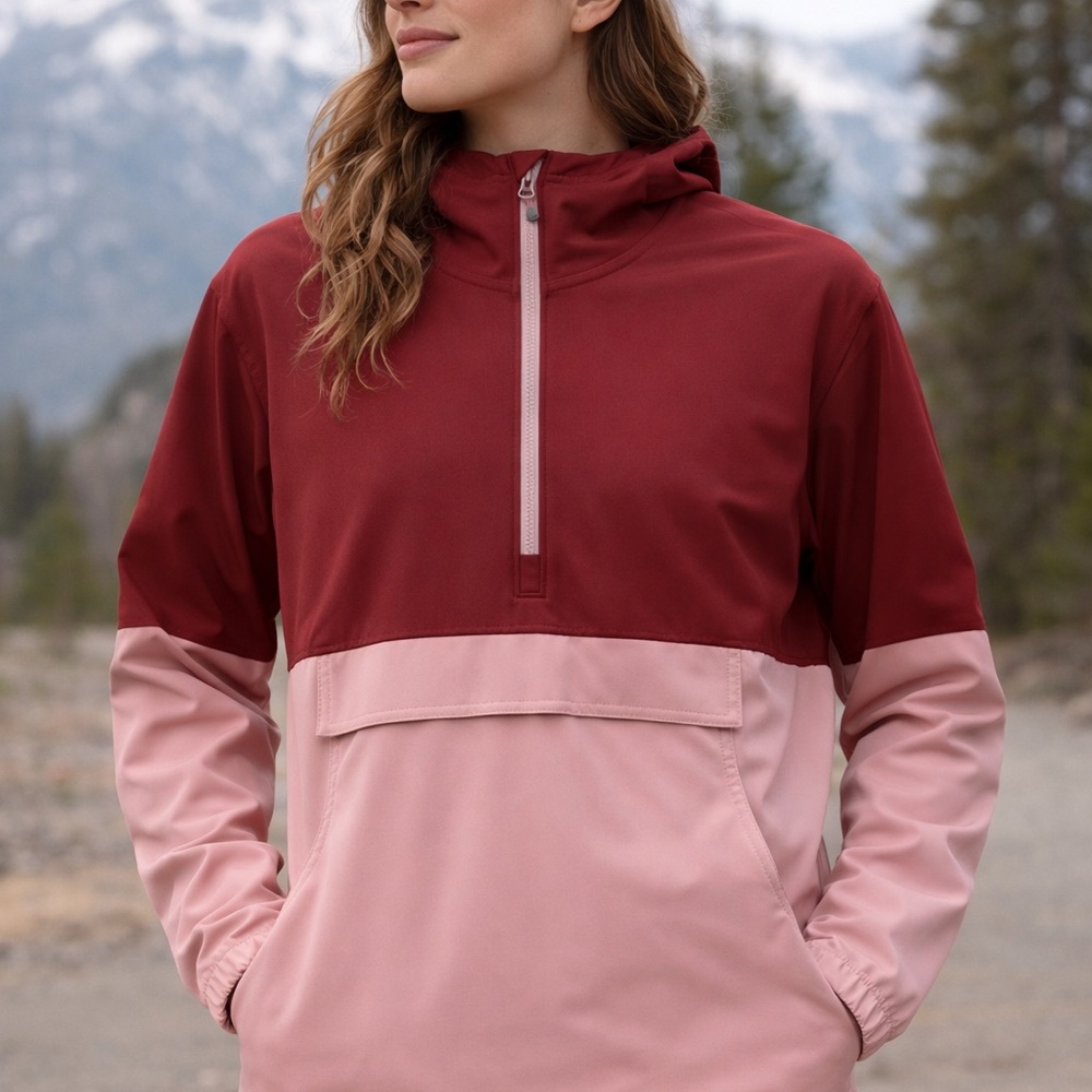 Outdoor Research Ferrosi Anorak - Two-Tone Maroon and Dusty Pink Hooded Pullover